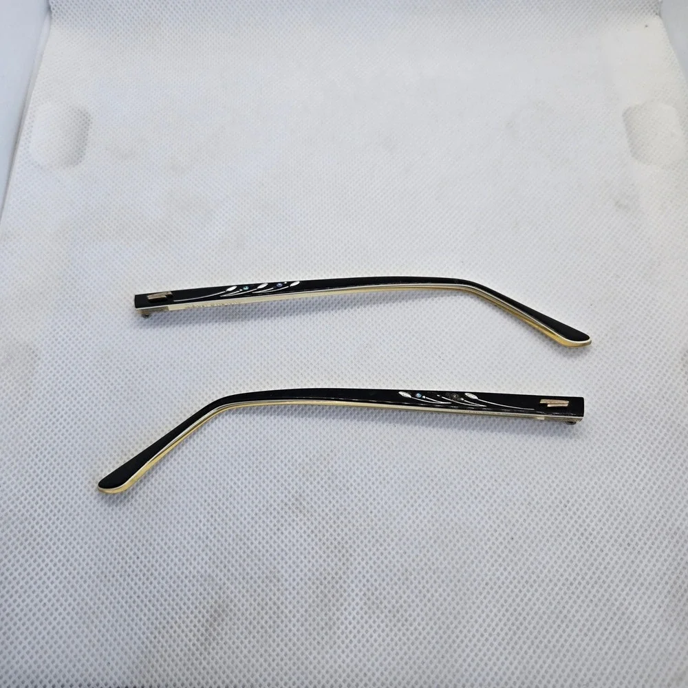 Vintage Shuron USA Eyeglass Temples Replacement Arms Black Rhinestone 5 1/2